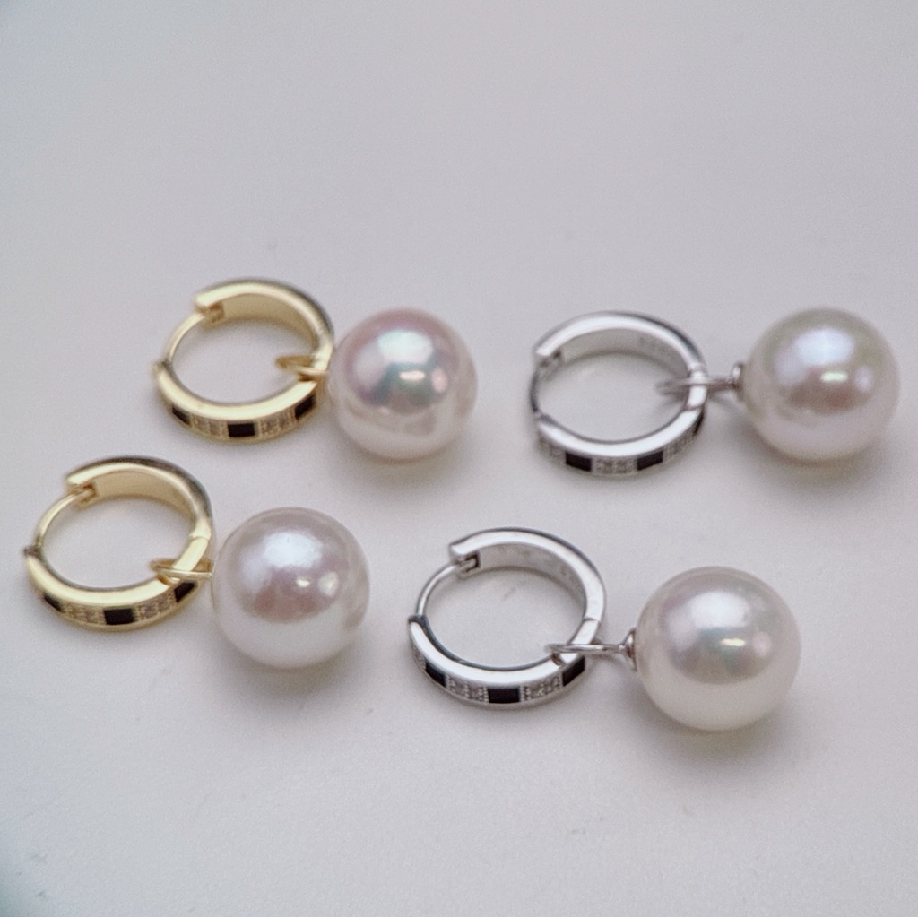 E301 S925 High Quality Freshwater Edison Pearl Huggies Earring 11-12mm 80$